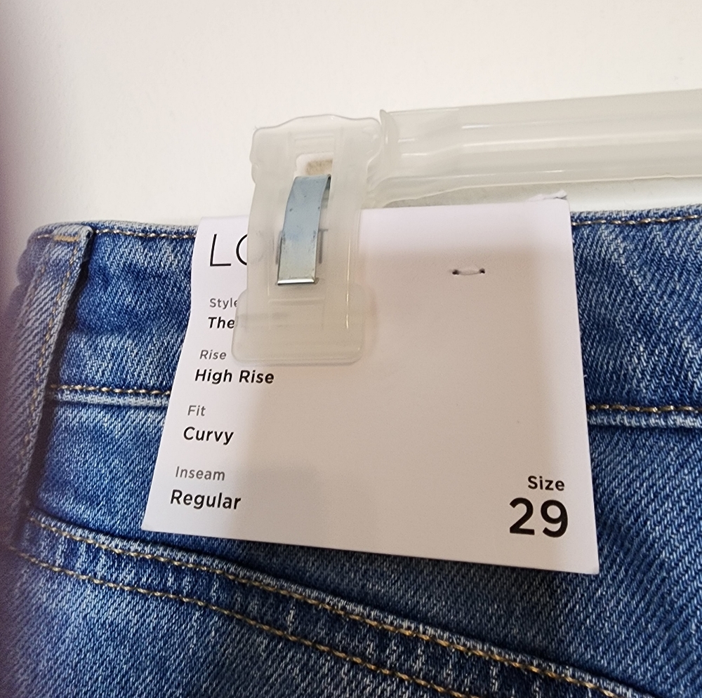 NEW LOFT Destructed Fresh Cut High Rise Barrel Jeans Med Blue Wash Women Spring - Picture 4 of 16